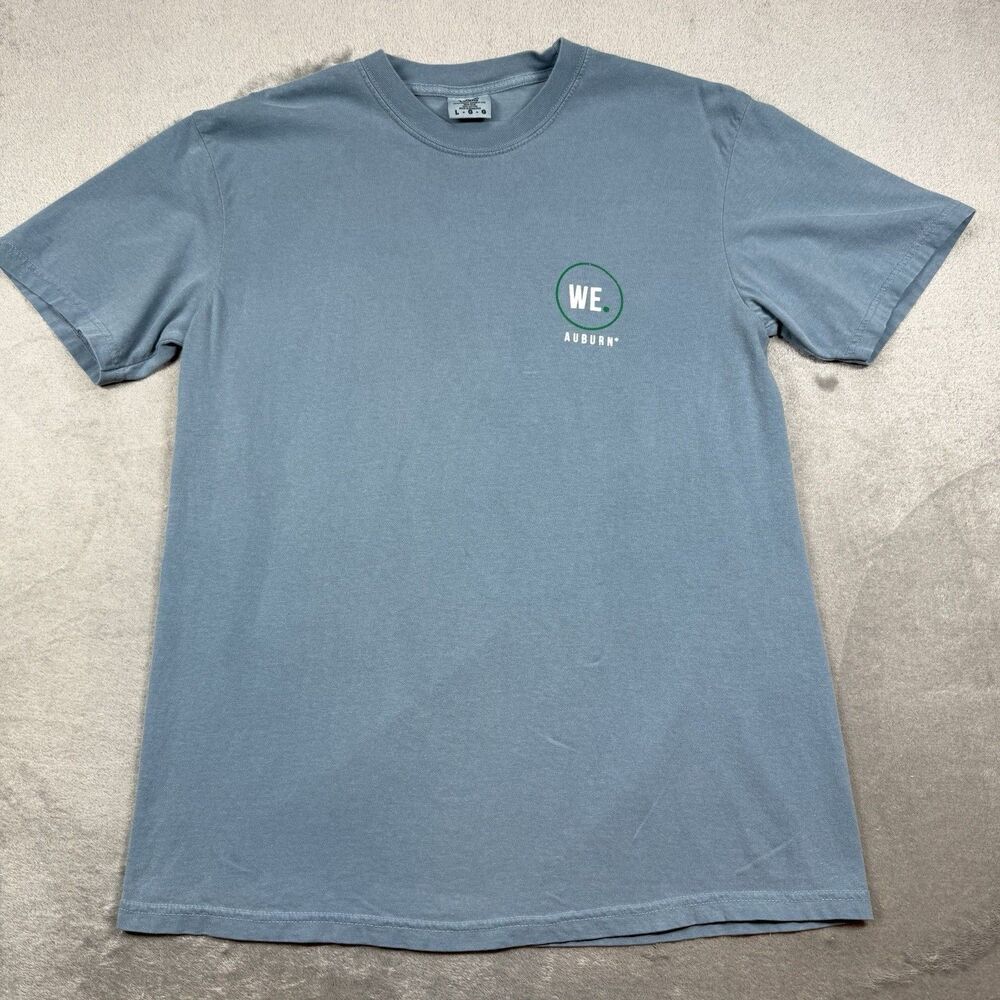 Auburn University Shirt Large Blue Short Sleev Crew Neck Comfort Colors